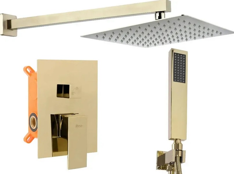 Душевая система скрытого монтажа Rea Fenix со смесителем золото REA-P8401