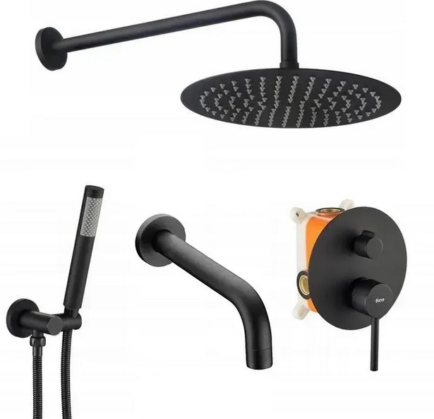 Душевая система скрытого монтажа Rea Lungo со смесителем черный REA-P4112