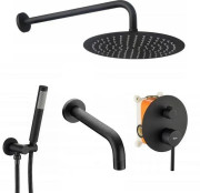 Душова система прихованого монтажу Rea Lungo із змішувачем чорний REA-P4112