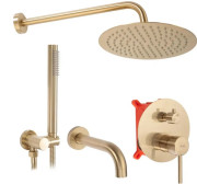 Душевая система скрытого монтажа Rea Lungo со смесителем матовое золото REA-P6609