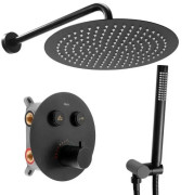 Душевая система скрытого монтажа Rea Lungo c термостатом черный REA-P8549