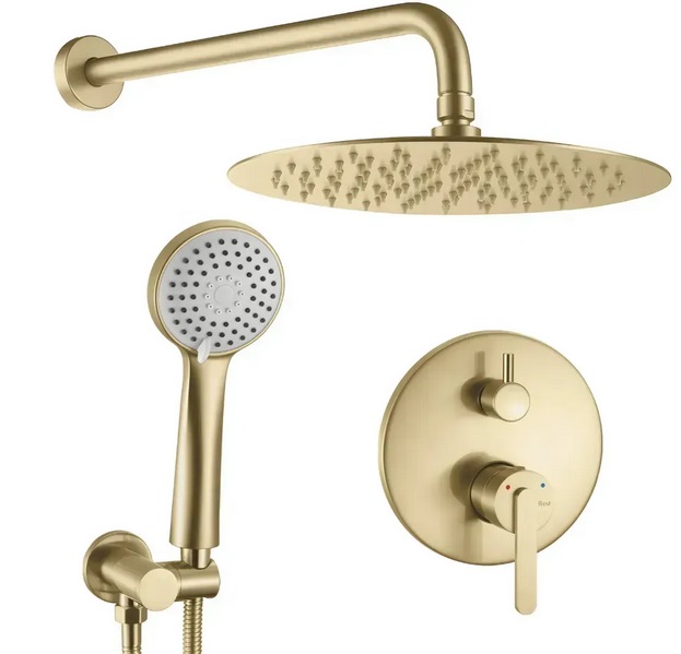 Душевая система скрытого монтажа Rea Ontario со смесителем матовое золото REA-P5502