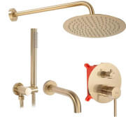 Душевая система скрытого монтажа Rea Lungo со смесителем матовое золото REA-P6609