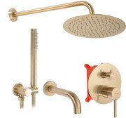 Душевая система скрытого монтажа Rea Lungo со смесителем матовое золото REA-P6609