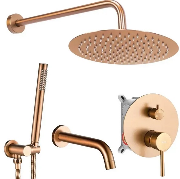 Душова система прихованого монтажу Rea Lungo із змішувачем матова мідь REA-P8810