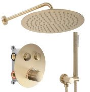 Душевая система скрытого монтажа Rea Lungo c термостатом матовое золото REA-P8551