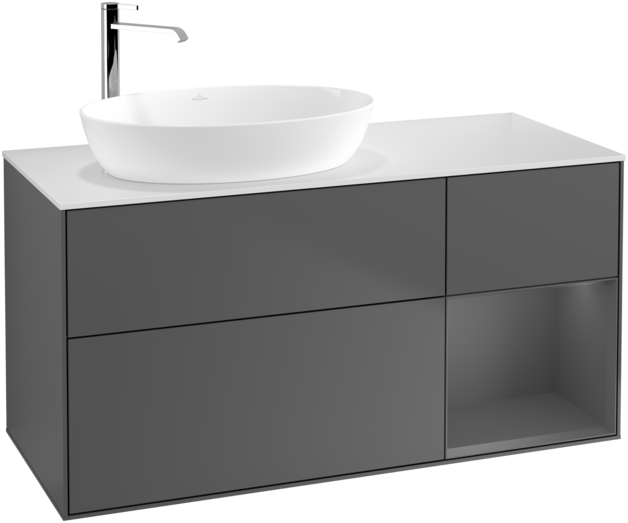 Тумба под раковину Villeroy & Boch Finion 120х50,1 см с подсветкой МДФ антрацит матовый лак/стекло белое матовое G931GKGK