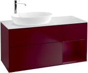 Тумба под раковину Villeroy & Boch Finion 120х50,1 см с подсветкой МДФ пион матовый лак/стекло белое матовое G931HBHB