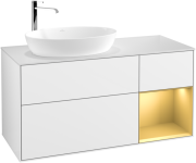 Тумба под раковину Villeroy & Boch Finion 120х50,1 см с подсветкой МДФ глянцевый белый лак/стекло белое матовое G931HFGF