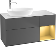 Тумба под раковину Villeroy & Boch Finion 120х50,1 см с подсветкой МДФ антрацит матовый лак/стекло белое матовое G931HFGK