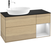 Тумба под раковину Villeroy & Boch Finion 120х50,1 см с подсветкой МДФ шпон дуба/стекло черное матовое F932MTPC