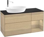 Тумба под раковину Villeroy & Boch Finion 120х50,1 см с подсветкой МДФ шпон дуба/стекло черное матовое F932PCPC