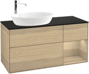 Тумба под раковину Villeroy & Boch Finion 120х50,1 см с подсветкой МДФ шпон дуба/стекло черное матовое F932PCPC
