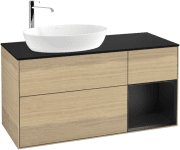 Тумба под раковину Villeroy & Boch Finion 120х50,1 см с подсветкой МДФ шпон дуба/стекло черное матовое F932PDPC