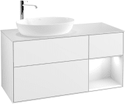 Тумба під раковину Villeroy & Boch Finion 120х50,1 см з підсвіткою МДФ білий глянцевий лак/скло біле матове G931GFGF