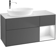 Тумба під раковину Villeroy & Boch Finion 120х50,1 см з підсвічуванням антрацит матовий лак/скло біле матове G931GFGK