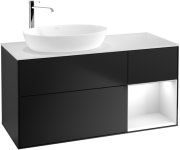 Тумба под раковину Villeroy & Boch Finion 120х50,1 см с подсветкой МДФ черный матовый лак/стекло белое матовое G931GFPD