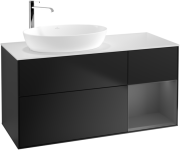 Тумба під раковину Villeroy & Boch Finion 120х50,1 см із підсвічуванням МДФ чорний матовий лак/скло біле матове G931GKPD