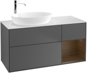 Тумба під раковину Villeroy & Boch Finion 120х50,1 см з підсвічуванням антрацит матовий лак/скло біле матове G931GNGK