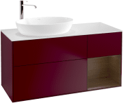 Тумба під раковину Villeroy & Boch Finion 120х50,1 см з підсвічуванням МДФ півонія матовий лак/скло біле матове G931GNHB