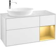 Тумба под раковину Villeroy & Boch Finion 120х50,1 см с подсветкой МДФ глянцевый белый лак/стекло белое матовое G931HFGF