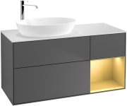 Тумба під раковину Villeroy & Boch Finion 120х50,1 см з підсвічуванням антрацит матовий лак/скло біле матове G931HFGK