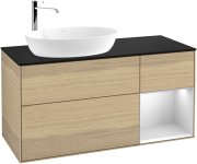 Тумба под раковину Villeroy & Boch Finion 120х50,1 см с подсветкой МДФ шпон дуба/стекло черное матовое F932MTPC