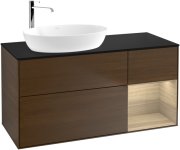 Тумба под раковину Villeroy & Boch Finion 120х50,1 см с подсветкой МДФ шпон грецкого ореха/стекло черное матовое F932PCGN