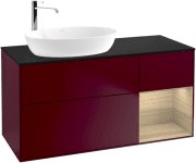 Тумба под раковину Villeroy & Boch Finion 120х50,1 см с подсветкой МДФ пион матовый лак/стекло черное матовое F932PCHB