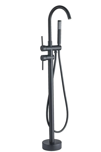 Смеситель для ванной Rea Ortis напольный с душевым гарнитуром черный REA-B0232
