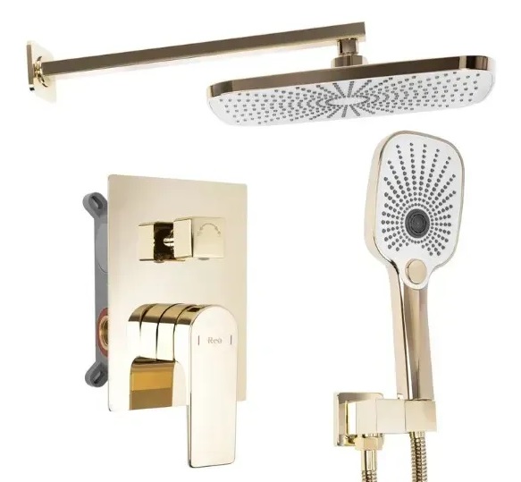 Душевая система скрытого монтажа Rea Moby со смесителем золото REA-P2405