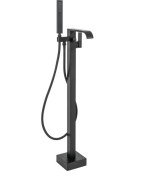 Смеситель для ванной Rea Carat напольный с душевым гарнитуром черный REA-B5423