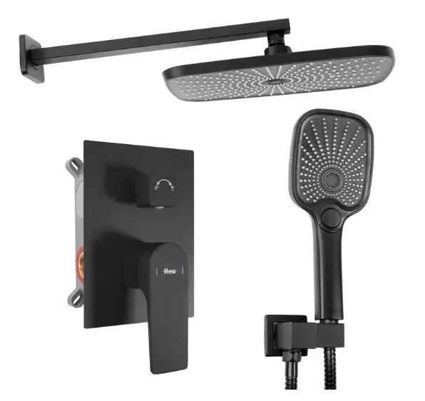 Душова система прихованого монтажу Rea Moby із змішувачем чорний REA-P2402