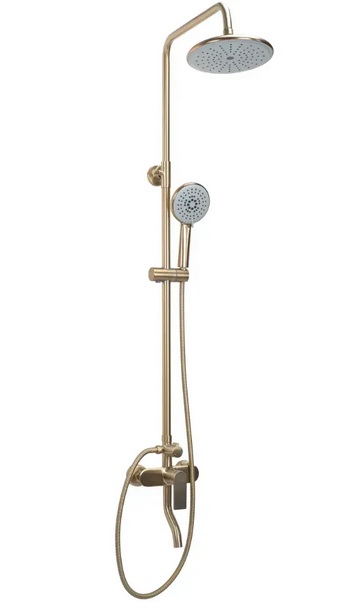 Душевая стойка для ванны Rea Verso со смесителем матовое золото REA-P9146