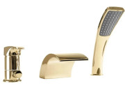 Смеситель на борт ванны Rea Riven однорычажный с душевым гарнитуром золото REA-B0497