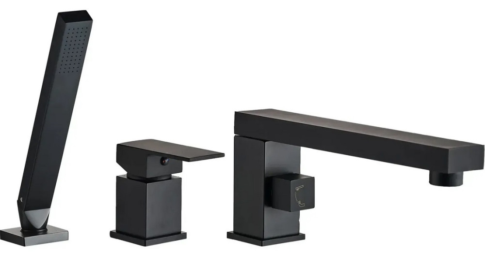 Змішувач на борт ванни Rea Glen одноважільний із душовим гарнітуром чорний REA-B6630