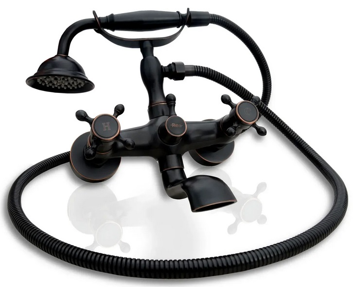 Смеситель для ванной Rea Retro двухвентильный с душевым гарнитуром черный REA-B0224