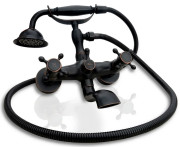 Смеситель для ванной Rea Retro двухвентильный с душевым гарнитуром черный REA-B0224