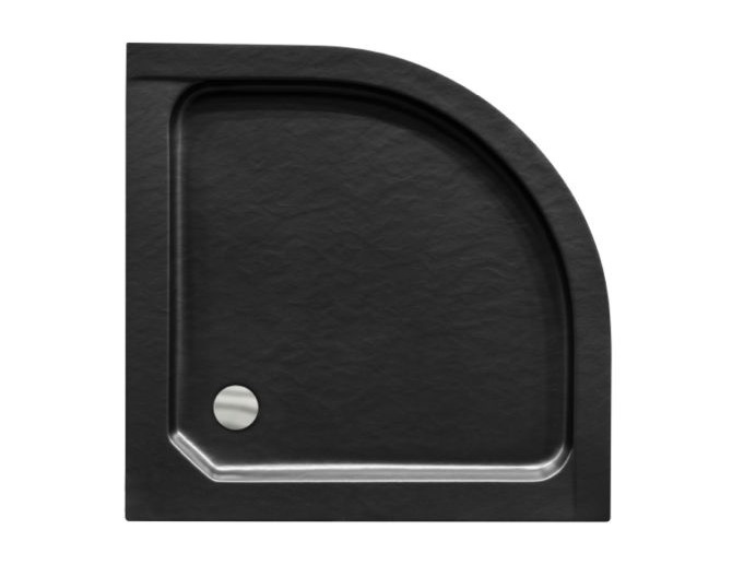 Душовий піддон Besco Alex Stone Effect New 90х90 см акрил чорний #BAA-90-CN