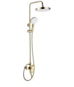 Душевая стойка для ванны Rea Bloom со смесителем золото REA-P9528