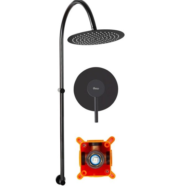 Душова система прихованого монтажу Rea Lugano із змішувачем чорний REA-P9301
