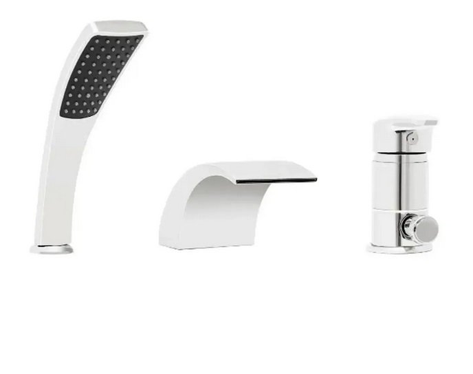 Смеситель на борт ванны Rea Riven однорычажный с душевым гарнитуром хром REA-B0457