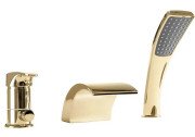 Смеситель на борт ванны Rea Riven однорычажный с душевым гарнитуром золото REA-B0497