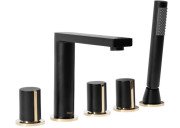 Смеситель на борт ванны Rea Icon с душевым гарнитуром черный REA-B3622