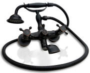 Змішувач для ванної кімнати Rea Retro двовентильний з душовим гарнітуром чорний REA-B0224