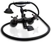 Смеситель для ванной Rea Retro двухвентильный с душевым гарнитуром черный REA-B0224