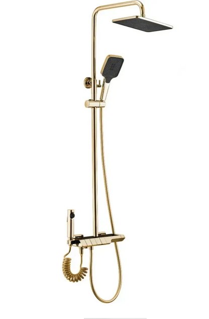 Душевая стойка для ванны Rea Rob с термостатом золото REA-P6625