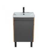 Тумба Мойдодыр Olive 50-U с раковиной Sempre ДСП/МДФ графит матовый/дуб крафт 00-0008273