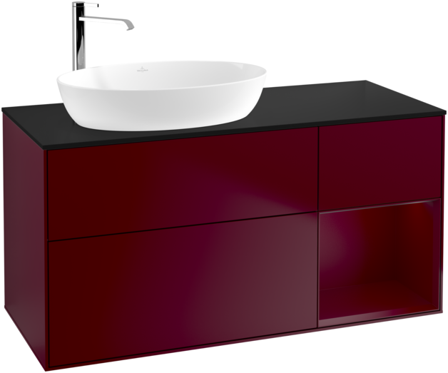 Тумба под раковину Villeroy & Boch Finion 120х50,1 см с подсветкой МДФ пион матовый лак/стекло черное матовое G932HBHB