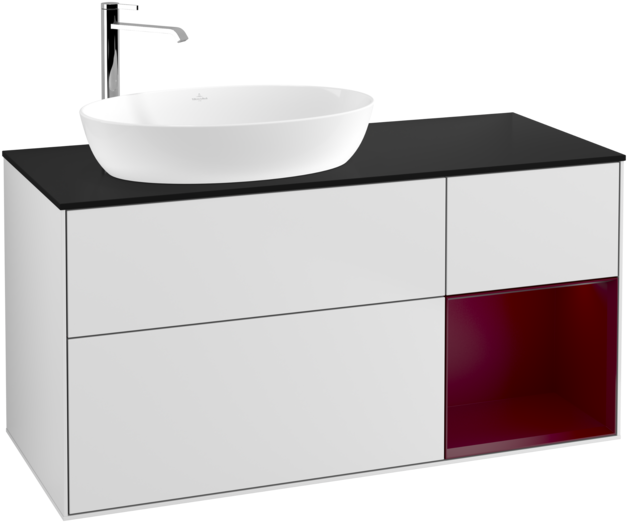 Тумба под раковину Villeroy & Boch Finion 120х50,1 см с подсветкой МДФ белый матовый лак/стекло черное матовое G932HBMT